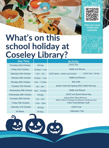 Coseley Library - Children's October Half Term Activities